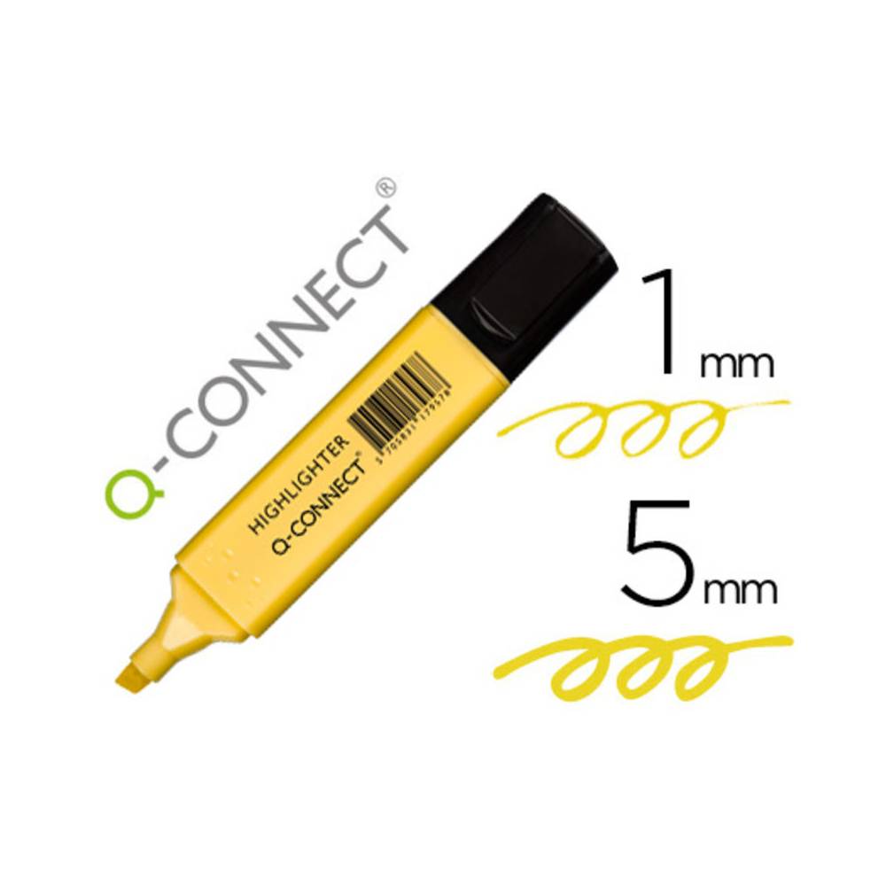 Rotulador q-connect fluorescente pastel amarillo punta biselada