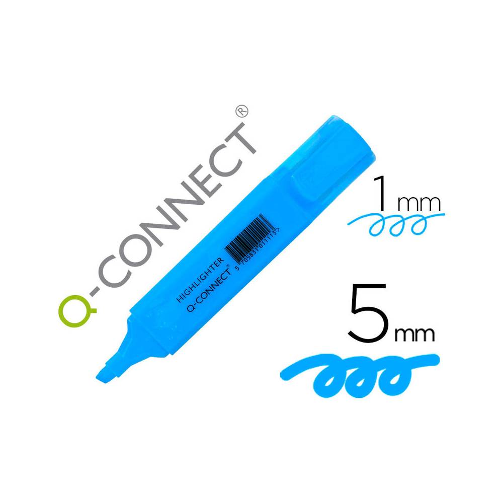Rotulador q-connect fluorescente azul punta biselada