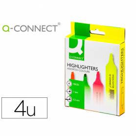Rotulador q-connect fluorescente surtido caja de 4 unidades colores surtidos