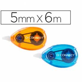 Corrector q-connect cinta blanco 5 mm x 6 m blister 2 unidades azul y naranja