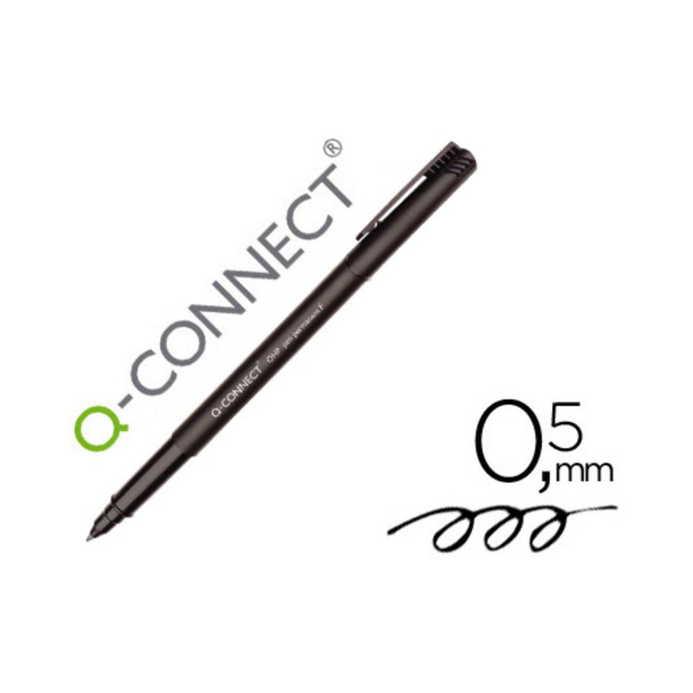 Rotulador q-connect retroproyeccion punta fibra super fina redonda 0.5 mm permanente negro