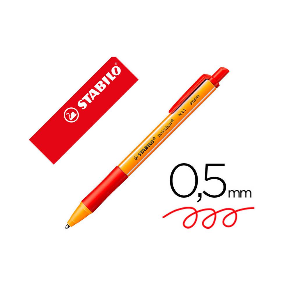 Boligrafo stabilo pointball 0,5 mm rojo