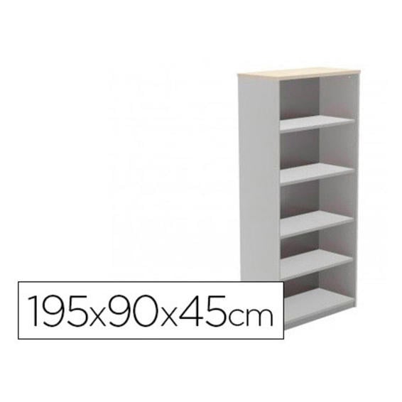 Armario rocada con cinco estantes serie store 195x90x45 cm acabado ab01 aluminio/haya