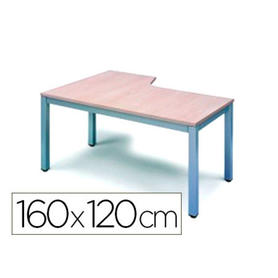 Mesa oficina rocada serie executive forma en l derecha 160x120 cm acabado ad04 aluminio/blanco
