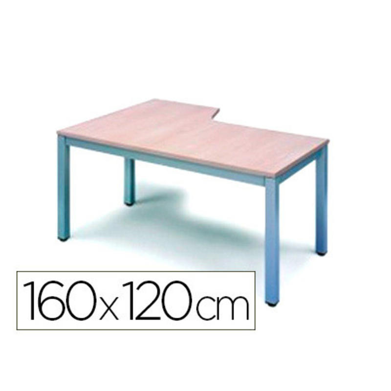 Mesa oficina rocada serie executive forma en l derecha 160x120 cm acabado ad01 aluminio/haya