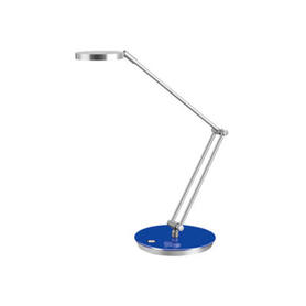 Lampara de oficina cep acero y aluminio base azul/brazo gris metal tactil con espejo 170 mm diametro de base