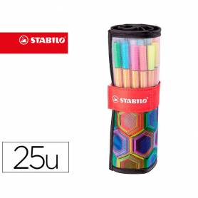 Rotulador stabilo punta de fibra point 88 art estuche rollerset de 25 unidades colores surtidos