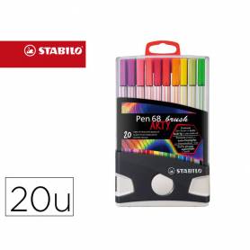 Rotulador stabilo acuarelable pen 68 brush color parade estuche de 20 unidades colores surtidos