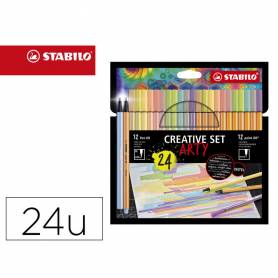 Rotulador stabilo point 88 / acuarelable pen 68 arty line estuche carton 24 unidades colores surtidos