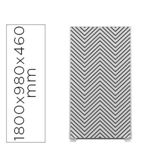 Mampara separadora easyscreen con marco aluminio y panel de tela decorado zig-zag negro 1800x980x460 mm