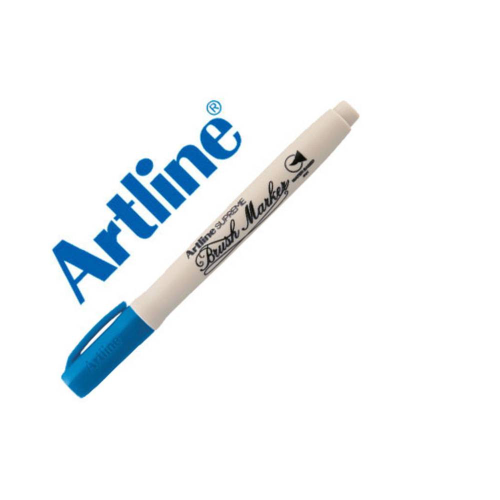 Rotulador artline supreme brush pintura base de agua punta tipo pincel trazo variable azul