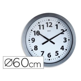 Reloj cep de pared plastico oficina redondo 60 cm de diametro color gris y esfera color blanco