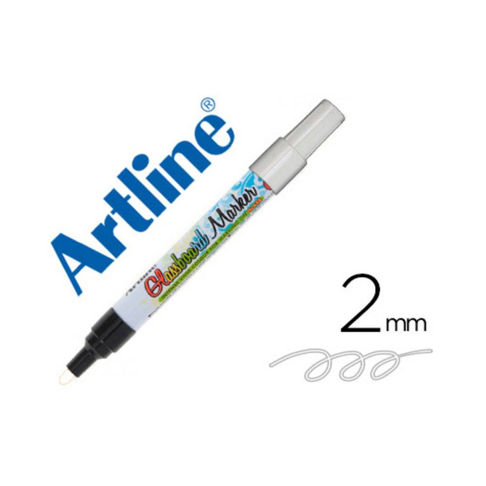 Rotulador artline glass marker especial cristal borrable en seco o humedo color blanco