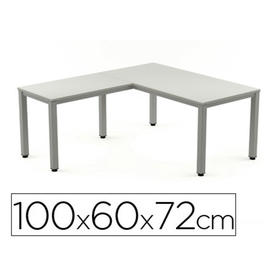 Ala para mesa rocada serie executive 60x 100 cm derecha o izquierda acabado ad02 aluminio/ gris