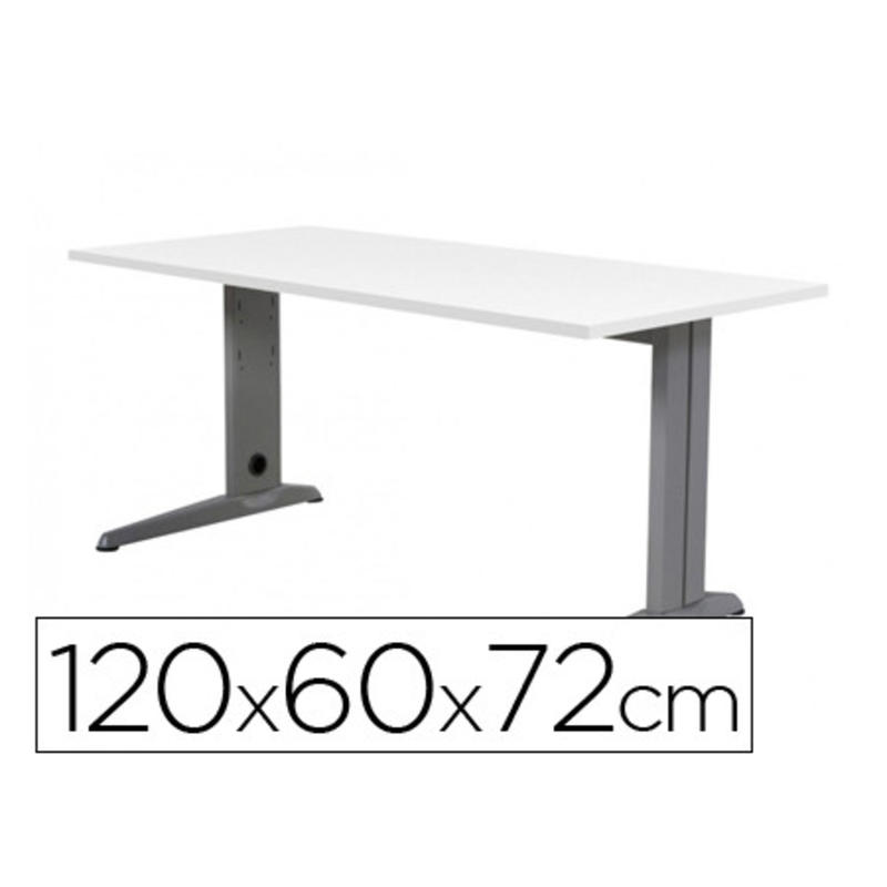 Mesa de oficina rocada metal 2000ac04 aluminio /blanco 120x60 cm