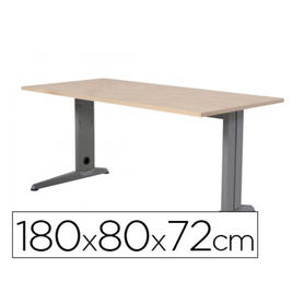 Mesa de oficina rocada metal 2003ac01 aluminio /haya 180x80 cm