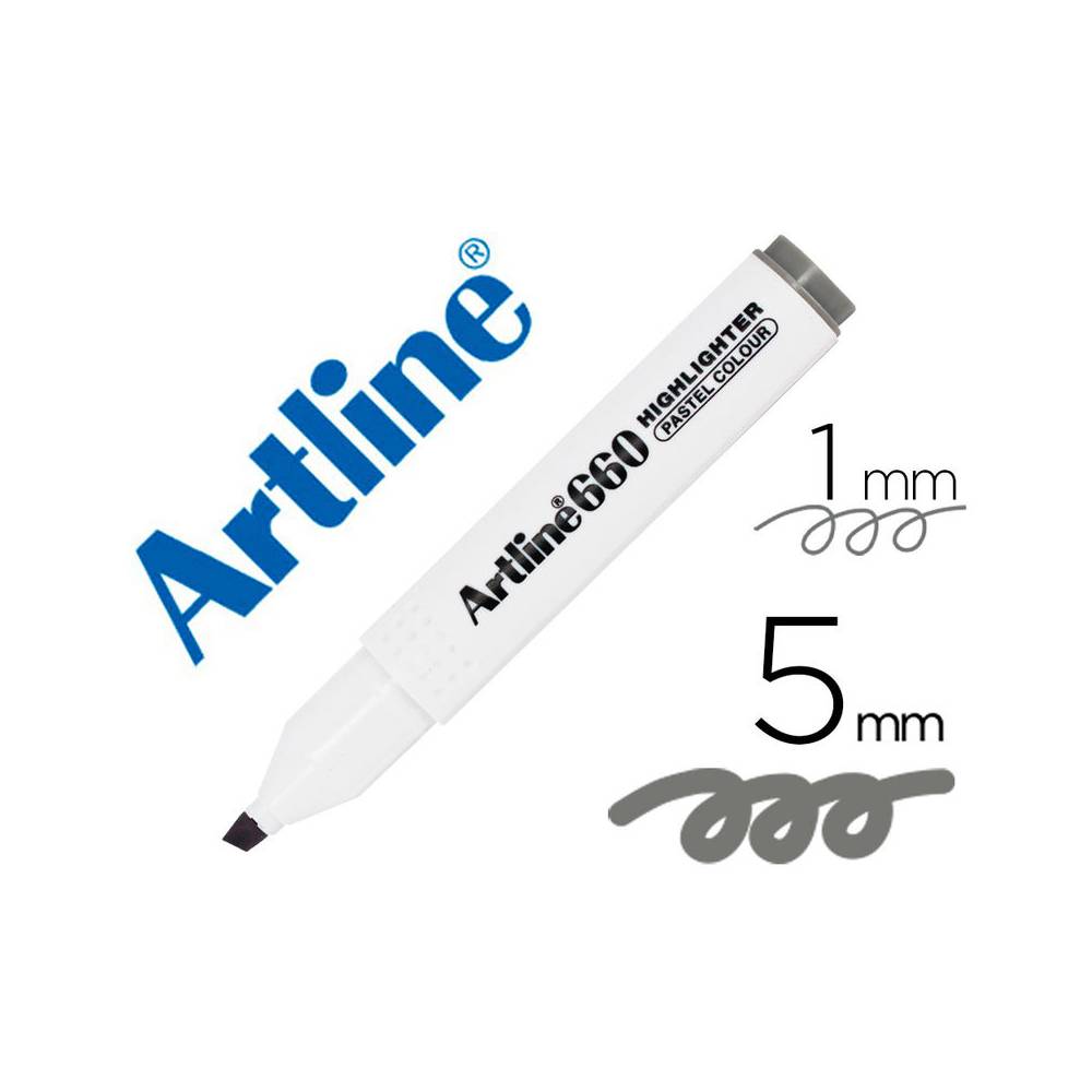 Rotulador artline fluorescente ek-660 gris pastel punta biselada