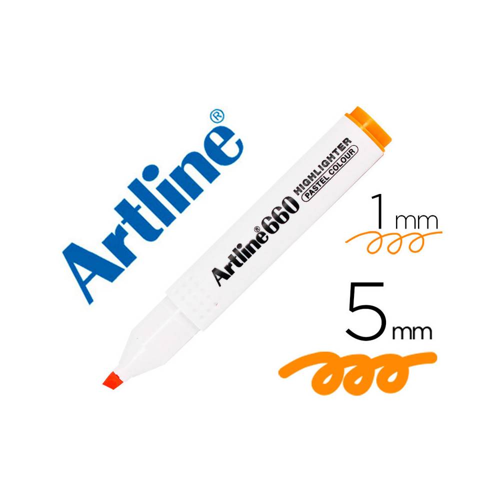 Rotulador artline fluorescente ek-660 naranja pastel punta biselada