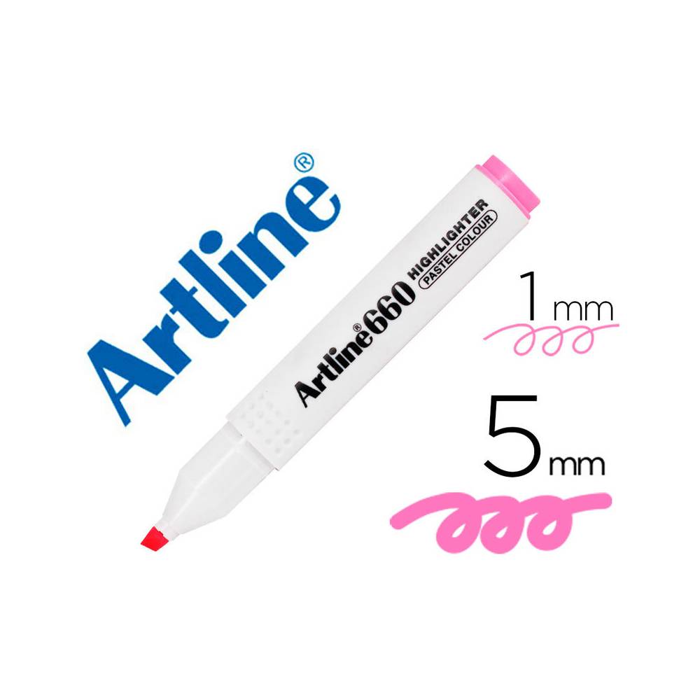 Rotulador artline fluorescente ek-660 rosa pastel punta biselada