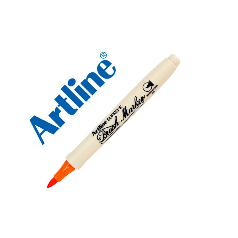 Rotulador artline supreme brush epfs pintura base de agua punta tipo pincel trazo fino naranja oscuro