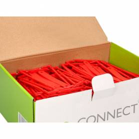 Encuadernador fastener q-connect plastico d-clips color rojo caja de 100 unidades