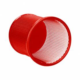 Cubilete portalapices q-connect metal rejilla diametro 86 mm altura 105 mm rojo