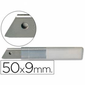 Repuesto cuter estrecho metalico q-connect 0,5x9 mm blister de 10 cuchillas