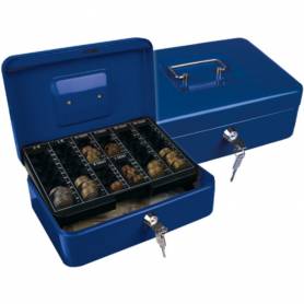 Caja caudales q-connect 10/ 250x180x90 mm azul con portamonedas