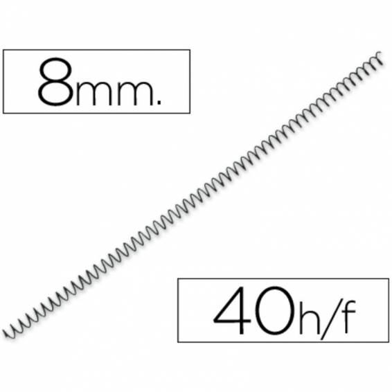 Espiral metalico q-connect 64 5:1 8mm 1mm caja de 200 unidades