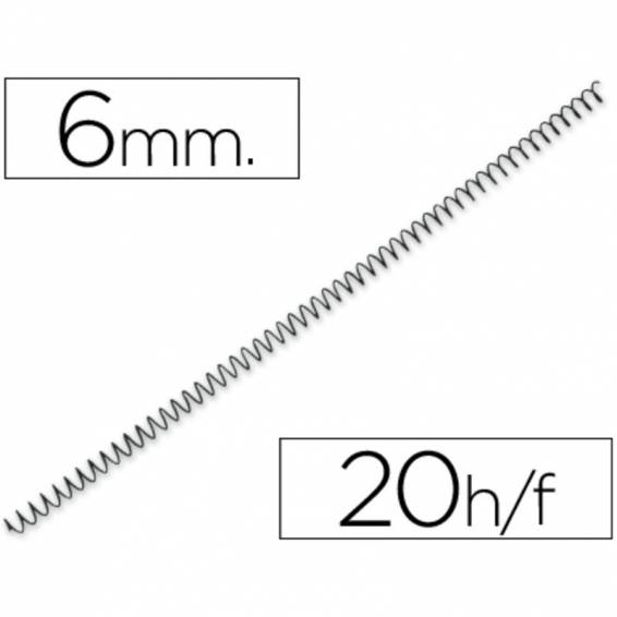 Espiral metalico q-connect 56 4:1 6mm 1mm caja de 200 unidades