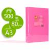 Papel color q-connect din a3 80gr rosa intenso paquete de 500 hojas - KF18012