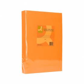 Papel color q-connect din a3 80 gr naranja intenso paquete de 500 hojas