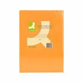 Papel color q-connect din a4 80gr naranja neon paquete de 500 hojas