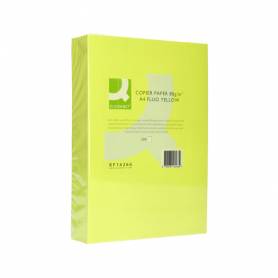 Papel color q-connect din a4 80gr amarillo neon paquete de 500 hojas