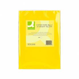Papel color q-connect din a4 80gr amarillo intenso paquete de 500 hojas
