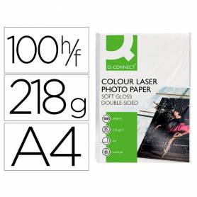 Papel q-connect foto glossy din a4 para fotocopiadoras e impresoras laser paquete de 100 hojas de 220 gr