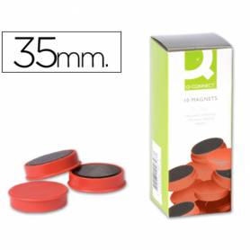 Imanes para sujecion q-connect ideal para pizarras magneticas35 mm rojo caja de 10 unidades