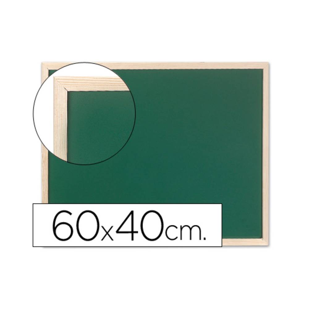 Pizarra verde q-connect marco de madera 60x40 cm sin repisa