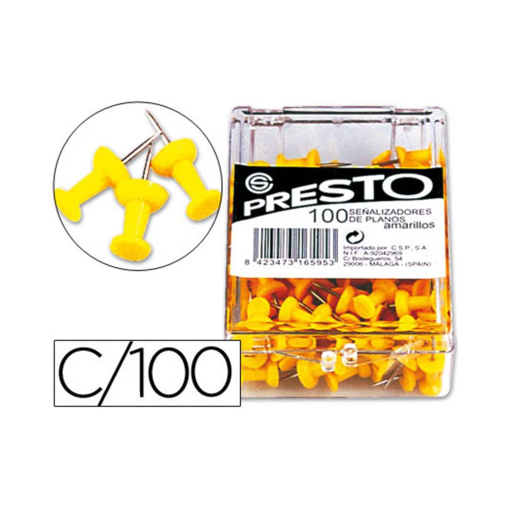 Señalizador de planos presto amarillo caja de 100 unidades