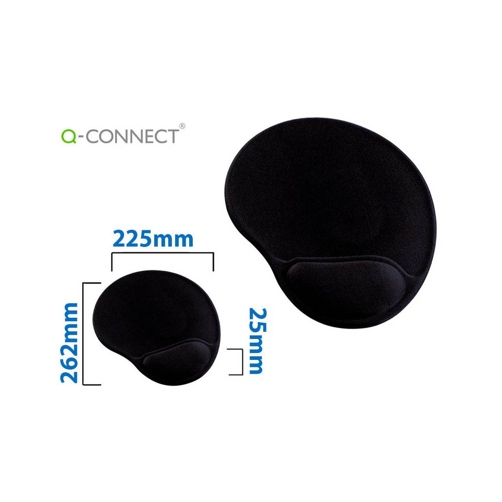 Alfombrilla para raton q-connect con reposamuñecas ergonomica de gel color negro 262x225x25 mm