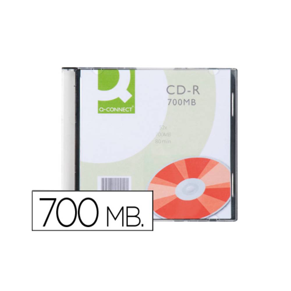 Cd-r q-connect capacidad 700mb duracion 80min velocidad 52x caja slim