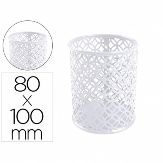 Cubilete portalapices q-connect metal redondo diametro 80 altura 100 mm blanco