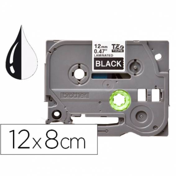 Cinta q-connect tze-335 negro-blanco 12mm longitud 8mt
