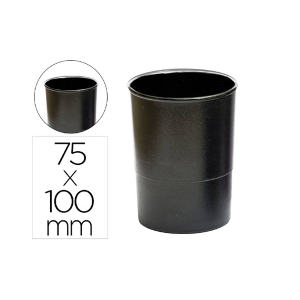 Cubilete portalapices q-connect plastico diametro 75 mm altura 100 mm negro opaco