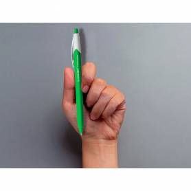 Boligrafo q-connect retractil kf14625 biodegradable verde tinta azul
