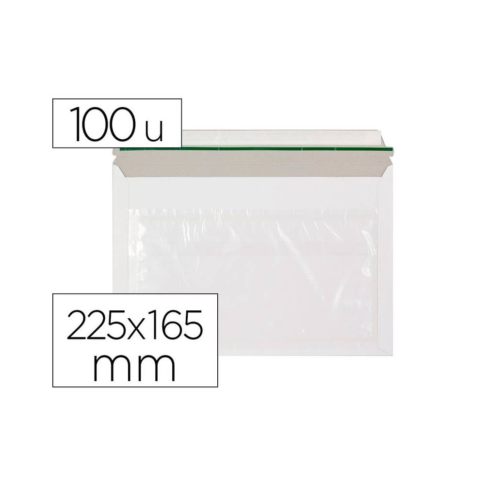 Sobre autoadhesivo q-connect portadocumentos 225x165 mm ventana transparente paquete de 100 unidades