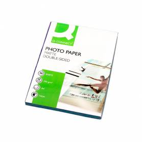 Papel q-connect foto mate doble cara din a4 para fotocopiadoras e impresoras ink jet bolsa de 50 hojas 220