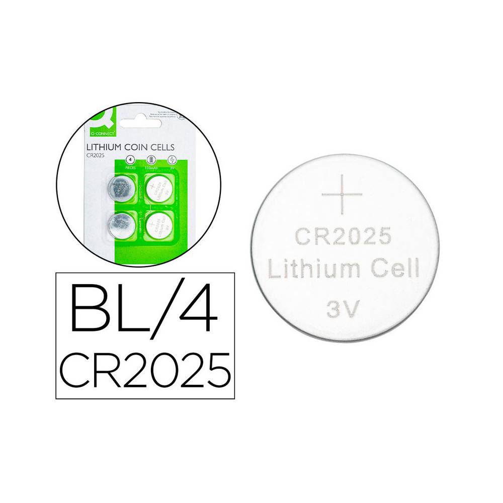 Pila q-connect tipo boton litio cr2025 3v blister de 4 unidades