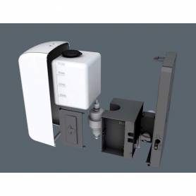 Dispensador para gel y jabon q-connect automatico sensor y soporte metalico 152 cm alto 13x11,5x27 cm 1000 ml blanco