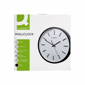 Reloj q-connect de pared de plastico redondo 34,4 cm movimiento silencioso color negro